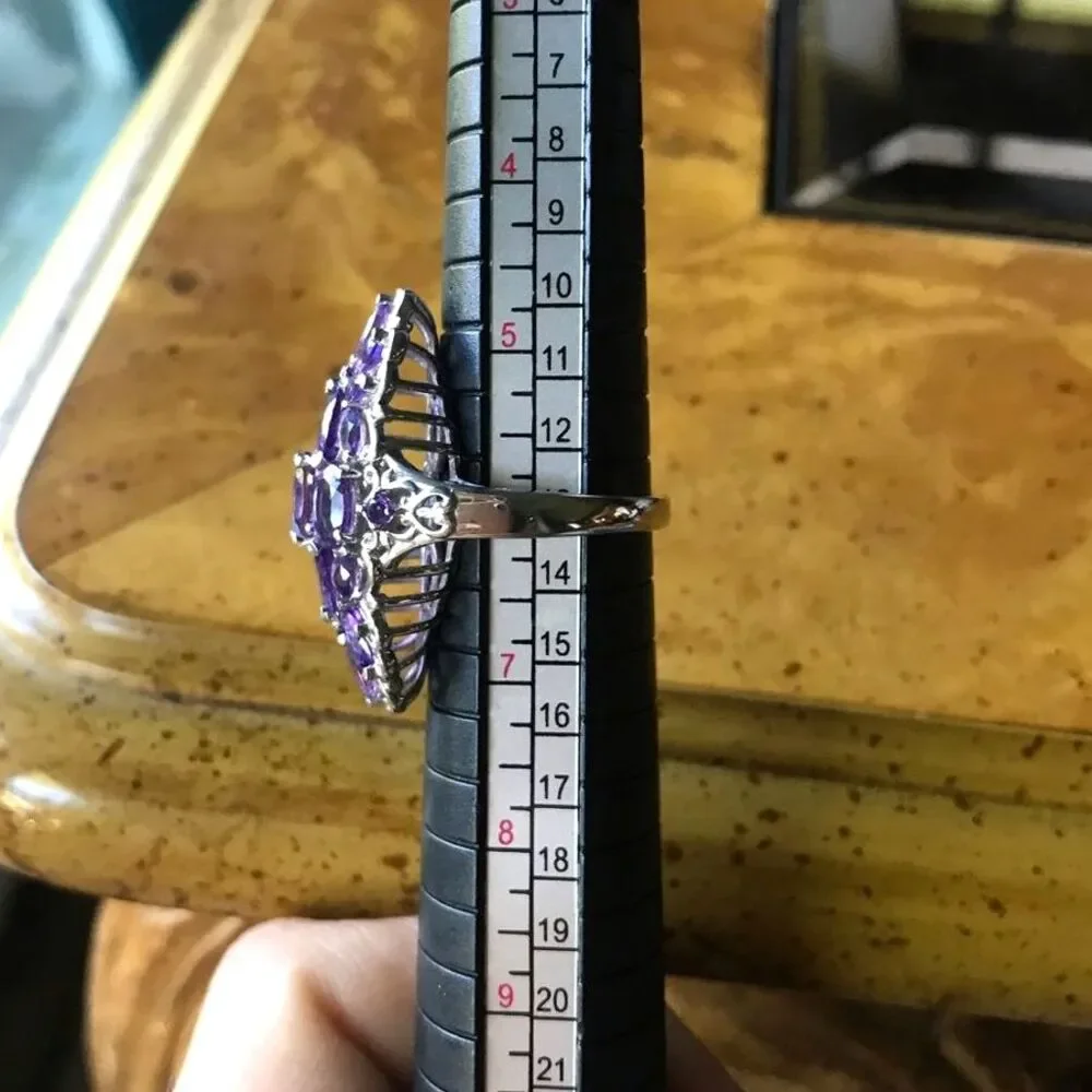 Natural African Amethyst Sterling Silver Ring Size 6